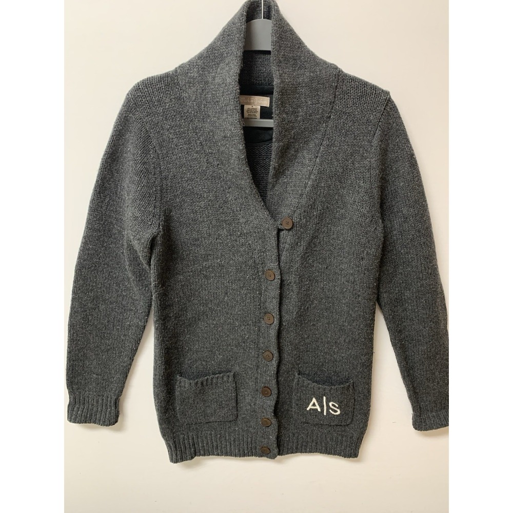 Mark Graham Lambswool Collared Sweater Mens M Gray Tan Elbow Patches Button